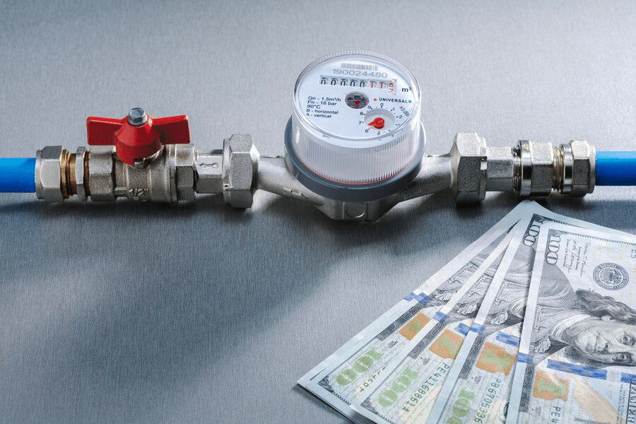 water meter with the money